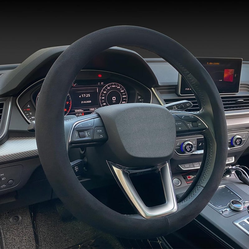 Carodi Suede Steering Wheel Cover ï¼Œ Non-Slip Leather Car Interior Fitting 15-inch Universal - Image 4